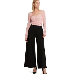 Halston Wide Leg Pull On Pants in Knit Crepe